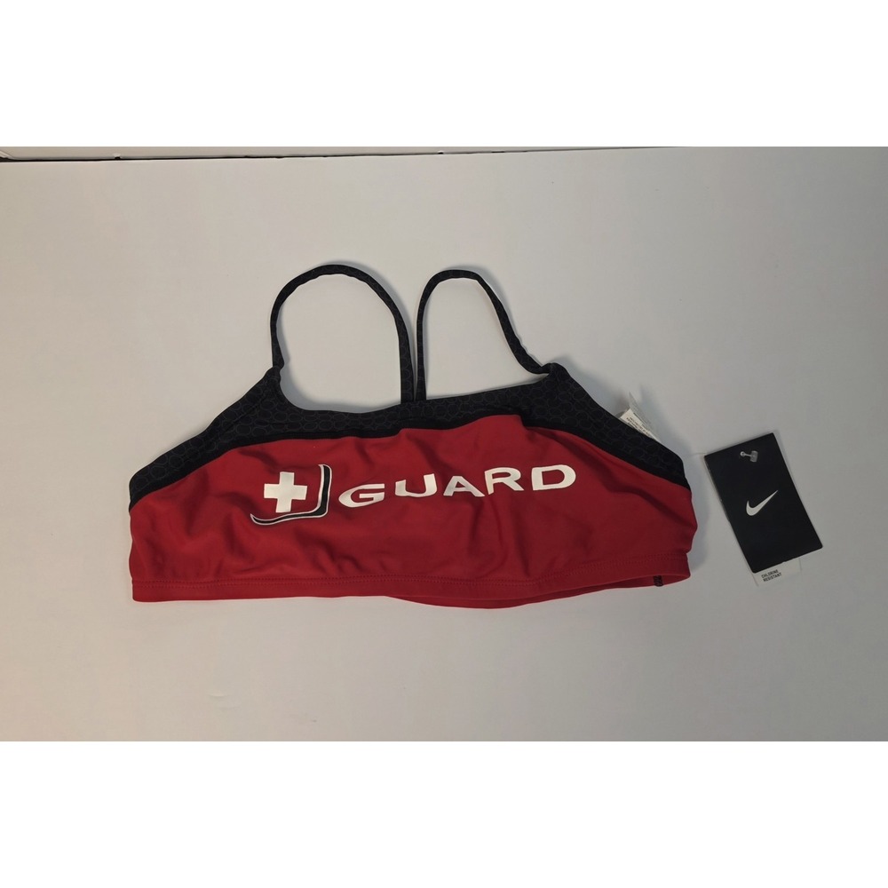 Nike Swim Top Guard Racerback Size 8 / 34 Swimsuit Top Chlorine Resistant Red